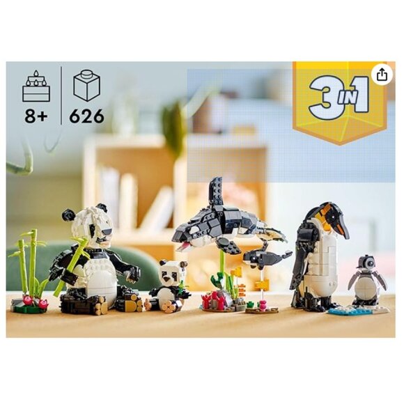 LEGO Creator Wild Animals Panda Family, 3 in 1 set Panda Orca Penguin 626 Pieces - Picture 4 of 4
